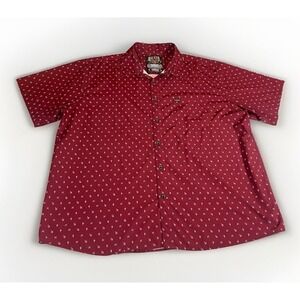 Dixxon Mens 4XL Red Short Sleeve Button Down Lowrider All Over Print Shirt